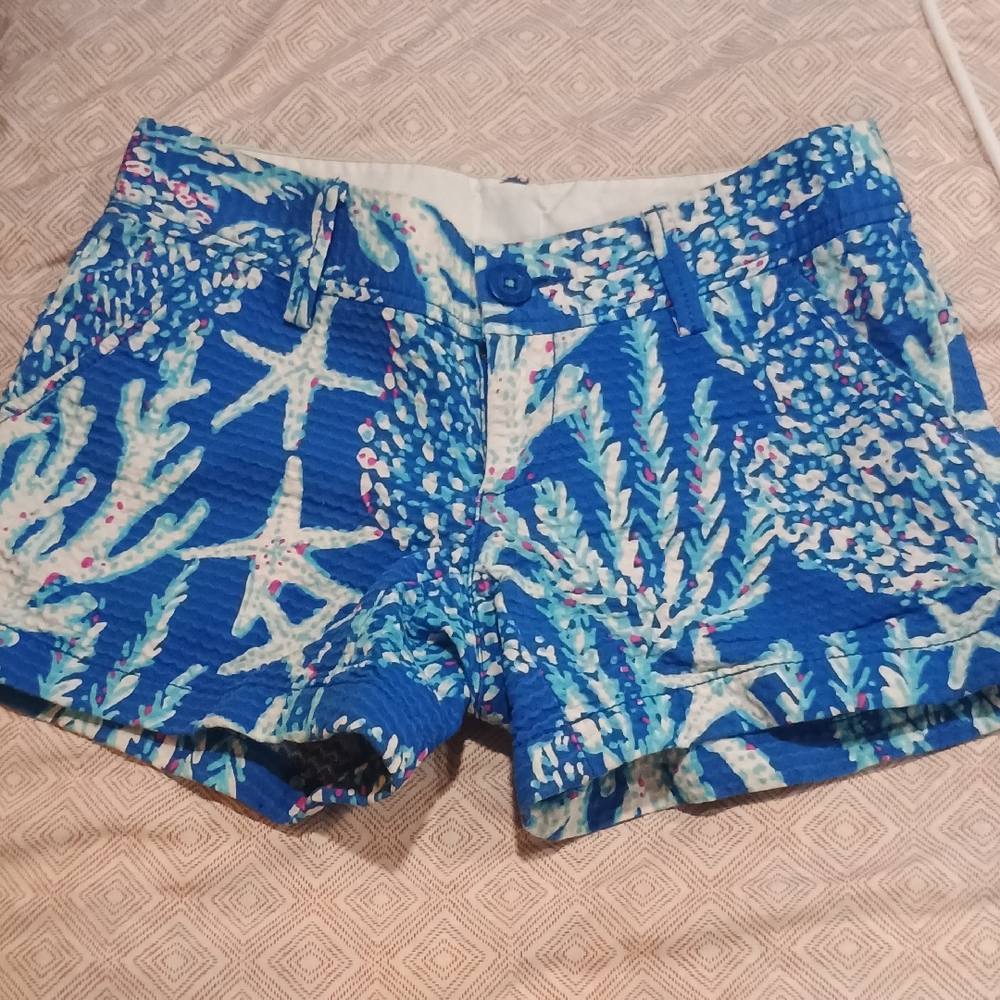 Lilly Pulitzer Blue Coral Reef Print Jean Shorts